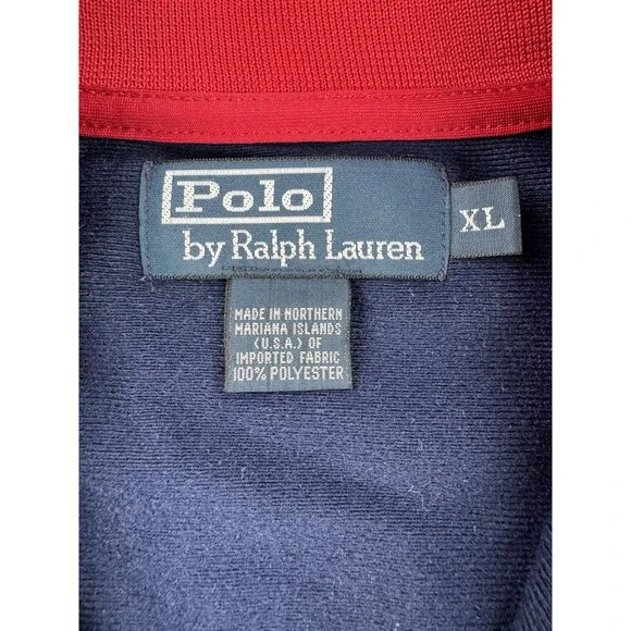 Polo Ralph Lauren Track Jacket Mens XL Navy Red Full Zip Made in USA Colorblock - Picture 5 of 13